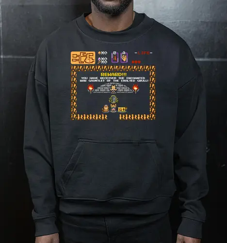 Dangerous Dungeon - pixel, dungeon, crawler, carl, donut, parody, design, demonigote, funny, book, retro - Cropped Sweatshirt
