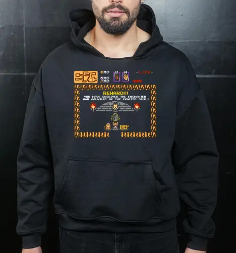 Dangerous Dungeon - pixel, dungeon, crawler, carl, donut, parody, design, demonigote, funny, book, retro - Cropped Hoodie
