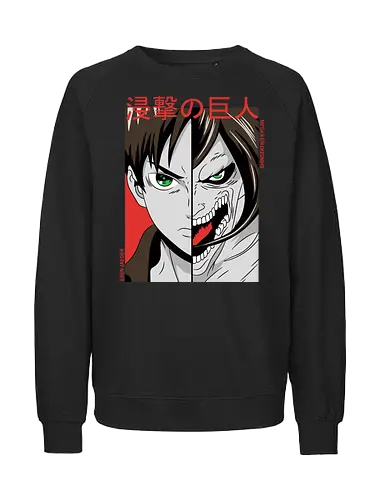 Dualität der Macht - Dunkle Anime-Charakterkunst - otaku, Fantasy Kunst, Anime Kunst, dunkle Anime Kunst, Anime Charakter, japanische Kunst, Geek Kultur, Manga Kunst, Anime Design, Anime Stil, dunkle Fantasy, Charakter Kunst, Eren Jaeger, Eren Yeager, Attack, Shingeki no Kyojin, Attack Titan, anime, manga, Eren Titan, Eren fan art, anime dark art, anime character, geek, anime horror, anime aesthetic, Japanese anime, Titan anime, anime artwork, japanischer Stil, Otaku Kunst, Action Anime, Anime Illustration - Fairtrade Sweatshirt