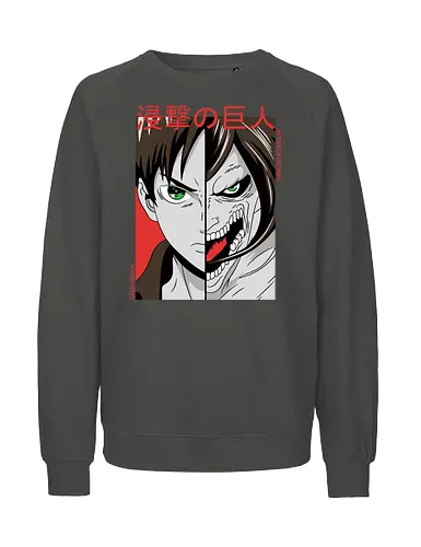 Dualität der Macht - Dunkle Anime-Charakterkunst - otaku, Fantasy Kunst, Anime Kunst, dunkle Anime Kunst, Anime Charakter, japanische Kunst, Geek Kultur, Manga Kunst, Anime Design, Anime Stil, dunkle Fantasy, Charakter Kunst, Eren Jaeger, Eren Yeager, Attack, Shingeki no Kyojin, Attack Titan, anime, manga, Eren Titan, Eren fan art, anime dark art, anime character, geek, anime horror, anime aesthetic, Japanese anime, Titan anime, anime artwork, japanischer Stil, Otaku Kunst, Action Anime, Anime Illustration - Fairtrade Sweatshirt