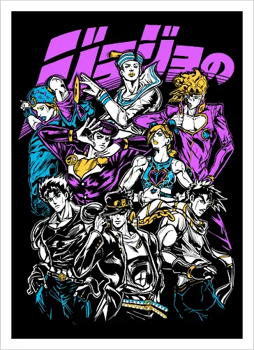 JoJos Jojo Squad Legendary - Jonathan Joestar, colorful anime art, legendary anime, otaku classic, anime group gift - Artprint