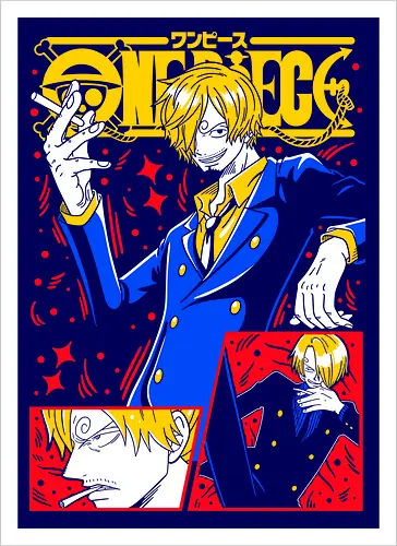 Sanji Pirate Black Leg Fire Cook - Sanji, Pirate, Black Leg, Vinsmoke Sanji, anime fan gift, shonen anime, cool anime art, otaku tee - Artprint