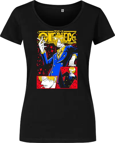 Sanji Pirate Black Leg Fire Cook - Sanji, Pirate, Black Leg, Vinsmoke Sanji, anime fan gift, shonen anime, cool anime art, otaku tee - Women T-Shirt