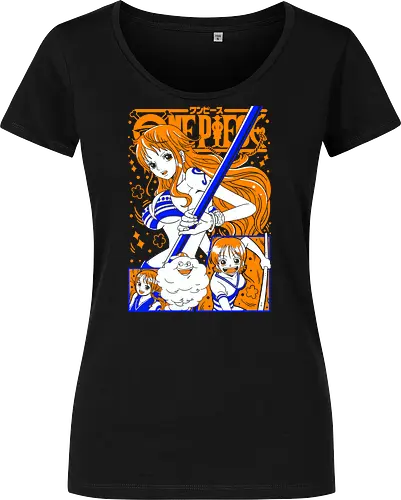 Nami Pirate Navigator Queen Vibes - shonen gift, Nami, Pirate, Straw Hat Pirates, navigator, orange hair anime, anime girl shirt, pirate anime - Women T-Shirt