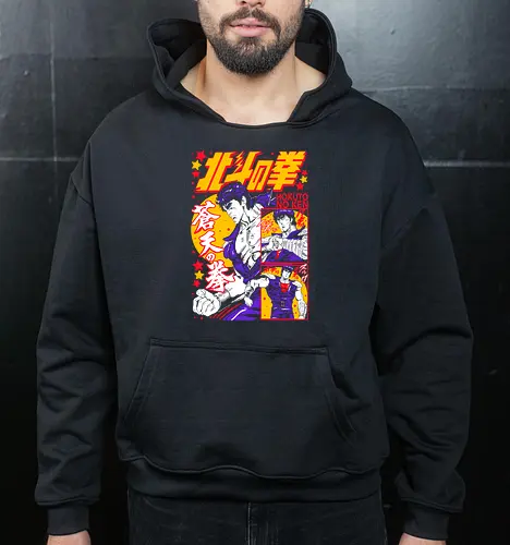 Fist of the North Star Hokuto No Ken Rage - Fist of the North Star, Hokuto No Ken, Kenshiro, classic shonen, retro anime, 80s anime gift, martial arts anime, otaku nostalgia - Cropped Hoodie