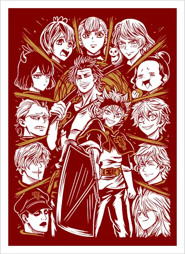 Clover Magic Knights United Legacy - Clover, anime birthday gift, otaku squad tee, Asta, Yuno, Magic Knights, shonen anime group, fantasy magic anime - Artprint