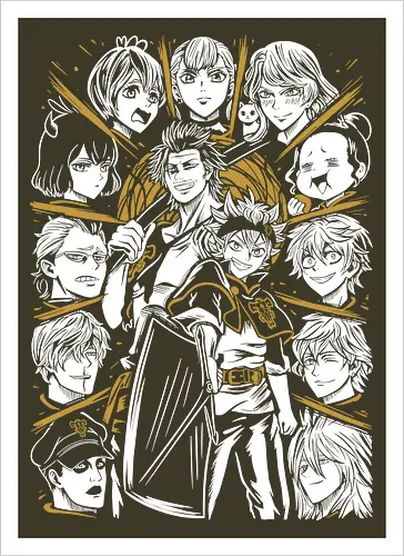 Clover Magic Knights United Legacy - Clover, anime birthday gift, otaku squad tee, Asta, Yuno, Magic Knights, shonen anime group, fantasy magic anime - Artprint