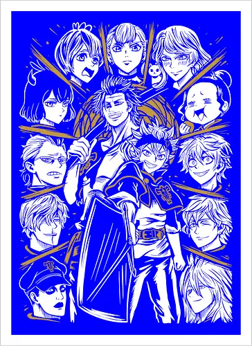 Clover Magic Knights United Legacy - Clover, anime birthday gift, otaku squad tee, Asta, Yuno, Magic Knights, shonen anime group, fantasy magic anime - Artprint