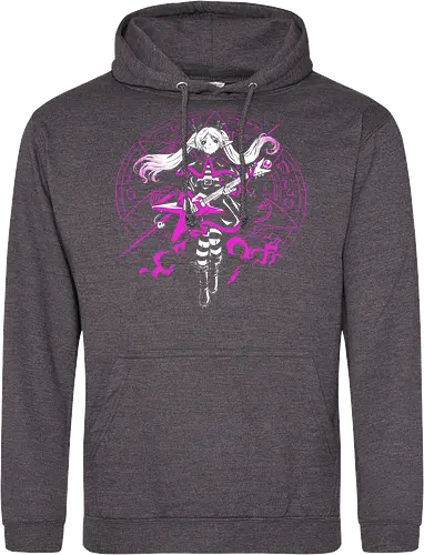 Frieren Rock N Roll Elf Witch Dark Magic - Frieren, Frieren Beyond Journeys End, elf anime, rock guitar fantasy, dark magic aesthetic, anime girl gift, fantasy anime fan, weeb rock - Standard Hoodie