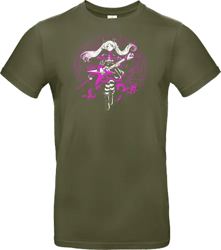 Frieren Rock N Roll Elf Witch Dark Magic - Frieren, Frieren Beyond Journeys End, elf anime, rock guitar fantasy, dark magic aesthetic, anime girl gift, fantasy anime fan, weeb rock - Standard T-Shirt