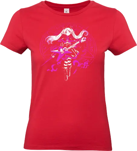 Frieren Rock N Roll Elf Witch Dark Magic - Frieren, Frieren Beyond Journeys End, elf anime, rock guitar fantasy, dark magic aesthetic, anime girl gift, fantasy anime fan, weeb rock - Standard T-Shirt (Women)