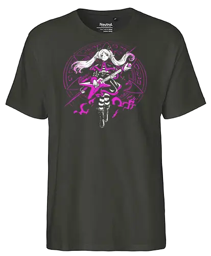 Frieren Rock N Roll Elf Witch Dark Magic - Frieren, Frieren Beyond Journeys End, elf anime, rock guitar fantasy, dark magic aesthetic, anime girl gift, fantasy anime fan, weeb rock - Fairtrade T-Shirt