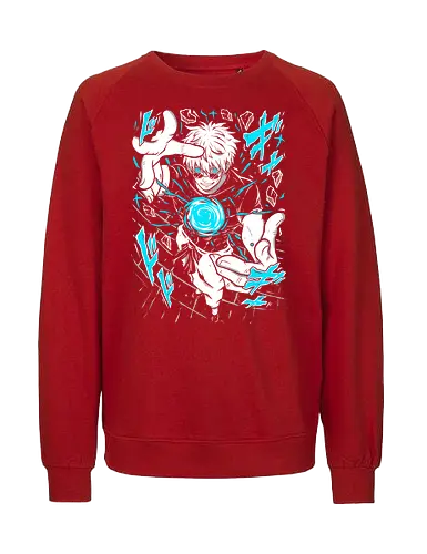 Gojo Satoru Jujutsu Infinity Unleashed - strongest sorcerer, anime fan gift, otaku tee, Gojo Satoru, Jujutsu, Six Eyes, Infinity technique, white hair anime - Fairtrade Sweatshirt