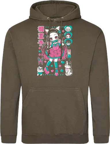 Nezuko Chan Slayer Kawaii Energy - Nezuko Chan, Slayer, Kimetsu no Yaiba, kawaii anime, teal aesthetic, anime girl gift, cute demon, weeb birthday - Standard Hoodie