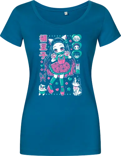 Nezuko Chan Slayer Kawaii Energy - Nezuko Chan, Slayer, Kimetsu no Yaiba, kawaii anime, teal aesthetic, anime girl gift, cute demon, weeb birthday - Women T-Shirt