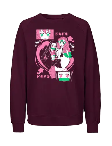 Nezuko Mitsuri Slayer Doki Doki - Kimetsu no Yaiba, pink anime aesthetic, cute anime girl, demon slayer gift, otaku fashion, Nezuko, Mitsuri Kanroji, Slayer - Fairtrade Sweatshirt