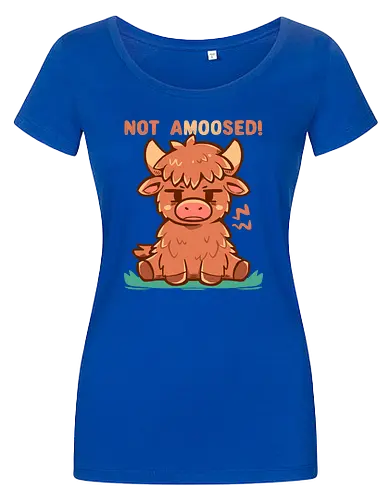 Not aMOOsed  - funny animal, sarcastic, unimpressed cow, grumpy cow, moo pun, amüsiert, Kuh, nicht, highland cow, cow, funny cow, cow lover, cow lover, cute cow art, farm animal - Women T-Shirt