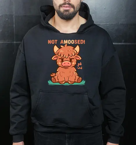 Not aMOOsed  - funny animal, sarcastic, unimpressed cow, grumpy cow, moo pun, amüsiert, Kuh, nicht, highland cow, cow, funny cow, cow lover, cow lover, cute cow art, farm animal - Cropped Hoodie