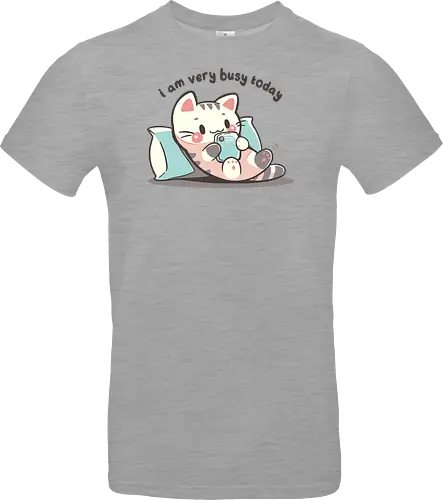 I am very busy today - Katze, Handy, Scrollen, cat, funny cat, cat lover, lazy cat, introvert, phone, scrolling meme, cozy cat, relatable, cat scrolling, cute cat, homebody - Standard T-Shirt