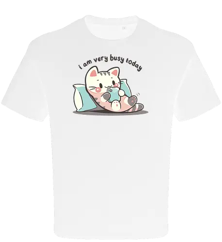 I am very busy today - Katze, Handy, Scrollen, cat, funny cat, cat lover, lazy cat, introvert, phone, scrolling meme, cozy cat, relatable, cat scrolling, cute cat, homebody - Oversize T-Shirt