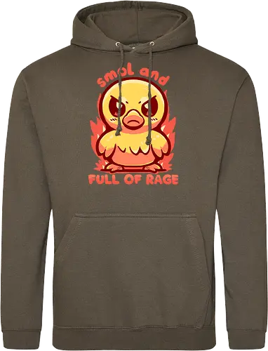 smol and full of rage - small, wild, wütend, Ente, klein, smol, full of rage, rage, rage within, anger, angry duck, duckling, fire, funny, tiny - Standard Hoodie