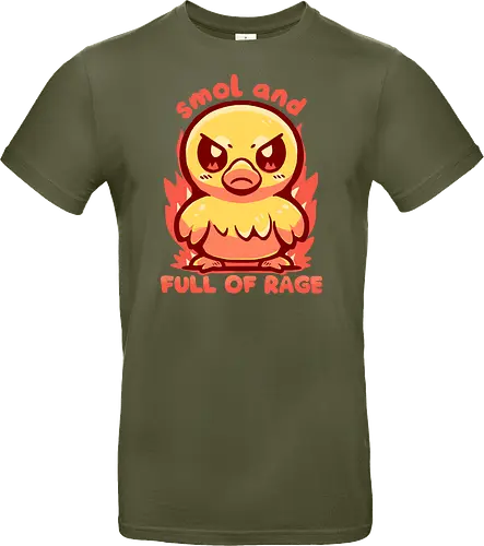 smol and full of rage - small, wild, wütend, Ente, klein, smol, full of rage, rage, rage within, anger, angry duck, duckling, fire, funny, tiny - Standard T-Shirt