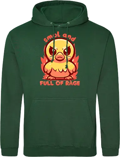 smol and full of rage - small, wild, wütend, Ente, klein, smol, full of rage, rage, rage within, anger, angry duck, duckling, fire, funny, tiny - Standard Hoodie
