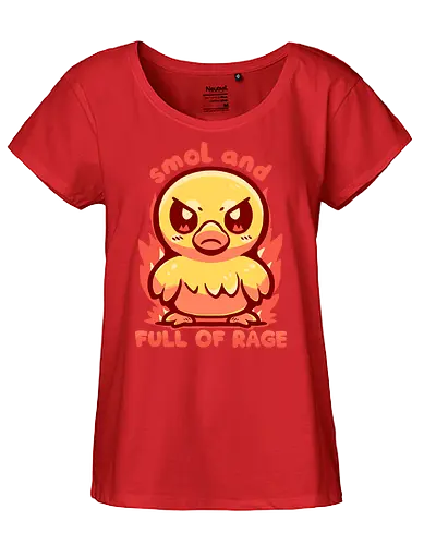 smol and full of rage - small, wild, wütend, Ente, klein, smol, full of rage, rage, rage within, anger, angry duck, duckling, fire, funny, tiny - Fairtrade Girl Shirt