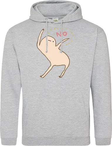 Beige Blob Kreatur Tanzt Dramatische Pose Wort NO - beige Blob Kreatur, gallertartige Meme Figur, unbeholfen tanzender Blob, neutrale komische Mimik, minimalistischer Humor Kunst, rotes zitterndes NO Wort, gelbe komische Funken, absurder Humor Druck, Internet Meme Kultur Shirt, Gen Z Humor Kunst, süßer minimalistischer Blob, ungefilterter Humor Druck, Introvertierter Humor Geschenk, surreale minimalistische Kunst, visuelles Meme Kultur - Standard Hoodie