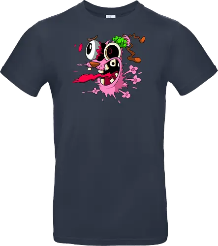 Freaky Pinker Hund Explodierter Kopf - Surreale Horror Cartoon Art - Dark-Cartoon, Popkultur, Retro-Cartoon, Geek-Mode, Courage der feige Hund, Courage the Cowardly Dog, Cartoon Network, John Dilworth, Cartoon-Horror, gruseliger feiger Hund, explodiertes Gesicht, Geek-Kultur, Cartoon Network T-Shirt, Geek-Fashion, 2000er-Animation, surrealer Cartoon, Geek-Geschenk, Horror-Cartoon, Courage rosa Hund, Underground-Kunst - Standard T-Shirt