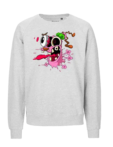 Freaky Pinker Hund Explodierter Kopf - Surreale Horror Cartoon Art - Dark-Cartoon, Popkultur, Retro-Cartoon, Geek-Mode, Courage der feige Hund, Courage the Cowardly Dog, Cartoon Network, John Dilworth, Cartoon-Horror, gruseliger feiger Hund, explodiertes Gesicht, Geek-Kultur, Cartoon Network T-Shirt, Geek-Fashion, 2000er-Animation, surrealer Cartoon, Geek-Geschenk, Horror-Cartoon, Courage rosa Hund, Underground-Kunst - Fairtrade Sweatshirt