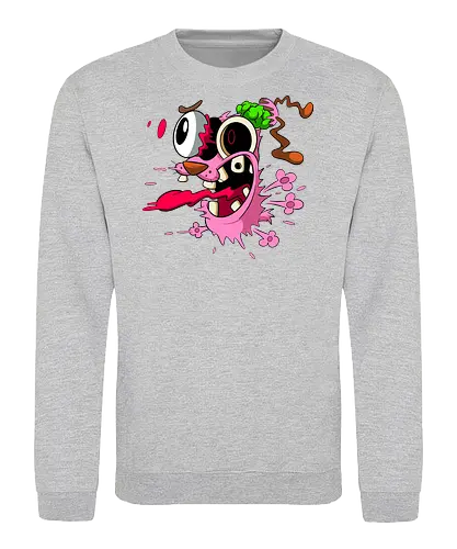 Freaky Pinker Hund Explodierter Kopf - Surreale Horror Cartoon Art - Dark-Cartoon, Popkultur, Retro-Cartoon, Geek-Mode, Courage der feige Hund, Courage the Cowardly Dog, Cartoon Network, John Dilworth, Cartoon-Horror, gruseliger feiger Hund, explodiertes Gesicht, Geek-Kultur, Cartoon Network T-Shirt, Geek-Fashion, 2000er-Animation, surrealer Cartoon, Geek-Geschenk, Horror-Cartoon, Courage rosa Hund, Underground-Kunst - Sweatshirt