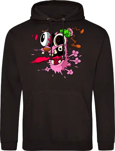 Freaky Pinker Hund Explodierter Kopf - Surreale Horror Cartoon Art - Dark-Cartoon, Popkultur, Retro-Cartoon, Geek-Mode, Courage der feige Hund, Courage the Cowardly Dog, Cartoon Network, John Dilworth, Cartoon-Horror, gruseliger feiger Hund, explodiertes Gesicht, Geek-Kultur, Cartoon Network T-Shirt, Geek-Fashion, 2000er-Animation, surrealer Cartoon, Geek-Geschenk, Horror-Cartoon, Courage rosa Hund, Underground-Kunst - Standard Hoodie