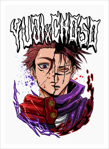 Yuji vs Choso Brothers of Chaos JJK - Choso, Jujutsu, rivalry art, brothers clash, Yuji Itadori, weeb gift, dynamic duo, anime graphic tee - Artprint
