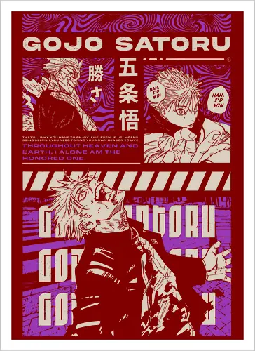 Gojo Satoru Infinite Power JJK - strongest sorcerer, DTG print, purple manga, anime fan gift, six eyes, Gojo Satoru, Jujutsu, JJK apparel - Artprint