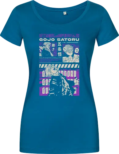 Gojo Satoru Infinite Power JJK - strongest sorcerer, DTG print, purple manga, anime fan gift, six eyes, Gojo Satoru, Jujutsu, JJK apparel - Women T-Shirt