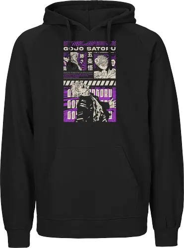 Gojo Satoru Infinite Power JJK - strongest sorcerer, DTG print, purple manga, anime fan gift, six eyes, Gojo Satoru, Jujutsu, JJK apparel - Fairtrade Hoodie
