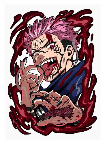 Sukuna King of Curses Savage Energy JJK - Sukuna, Ryomen Sukuna, Jujutsu, king of curses, villain energy, dark anime tee, otaku birthday, cursed spirit - Artprint