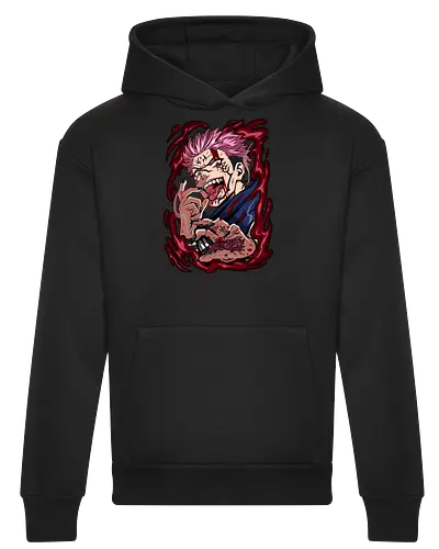 Sukuna King of Curses Savage Energy JJK - Sukuna, Ryomen Sukuna, Jujutsu, king of curses, villain energy, dark anime tee, otaku birthday, cursed spirit - Heavyweight Hoodie