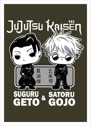 Gojo and Geto Best Friends JJK - cute JJK tee, Gojo Satoru, Suguru Geto, Jujutsu, Funko style, chibi anime, best friends, weeb gift - Artprint
