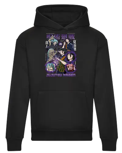 Geto vs Mahito Fearless Sorcerers JJK - Suguru Geto, Mahito, Jujutsu, villain showdown, cursed technique, anime fan art, dark aesthetic, sorcerer clash - Heavyweight Hoodie