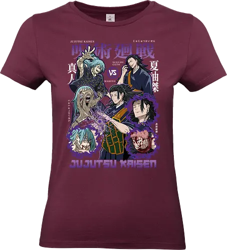 Geto vs Mahito Fearless Sorcerers JJK - Suguru Geto, Mahito, Jujutsu, villain showdown, cursed technique, anime fan art, dark aesthetic, sorcerer clash - Standard T-Shirt (Women)