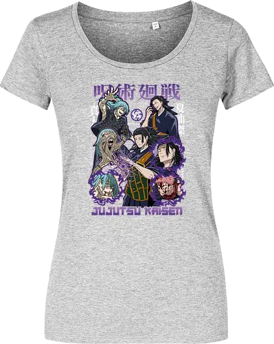 Geto vs Mahito Fearless Sorcerers JJK - Suguru Geto, Mahito, Jujutsu, villain showdown, cursed technique, anime fan art, dark aesthetic, sorcerer clash - Women T-Shirt