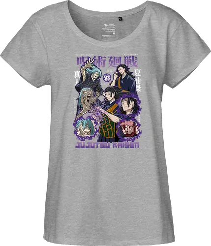 Geto vs Mahito Fearless Sorcerers JJK - Suguru Geto, Mahito, Jujutsu, villain showdown, cursed technique, anime fan art, dark aesthetic, sorcerer clash - Fairtrade Girl Shirt