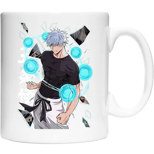Gojo Six Eyes Infinity Unleashed JJK - Gojo Satoru, six eyes, Jujutsu, infinity technique, teal aesthetic, strongest ever, anime birthday, JJK graphic tee - Cup