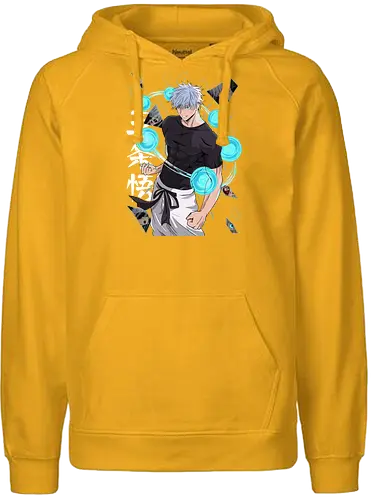 Gojo Six Eyes Infinity Unleashed JJK - Gojo Satoru, six eyes, Jujutsu, infinity technique, teal aesthetic, strongest ever, anime birthday, JJK graphic tee - Fairtrade Hoodie