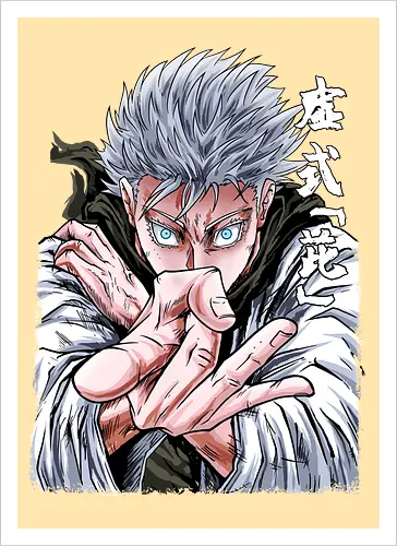 Gojo Limitless Domain JJK - otaku apparel, manga art style, Gojo Satoru, Jujutsu, limitless, domain expansion, white hair, cool anime tee - Artprint