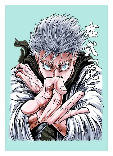 Gojo Limitless Domain JJK - otaku apparel, manga art style, Gojo Satoru, Jujutsu, limitless, domain expansion, white hair, cool anime tee - Artprint