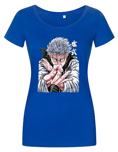 Gojo Limitless Domain JJK - otaku apparel, manga art style, Gojo Satoru, Jujutsu, limitless, domain expansion, white hair, cool anime tee - Women T-Shirt