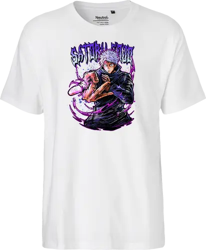 Gojo Neon Cursed Energy JJK Color - otaku streetwear, JJK colorful, Gojo Satoru, Jujutsu, neon purple, electric energy, DTF print, rave anime - Fairtrade T-Shirt